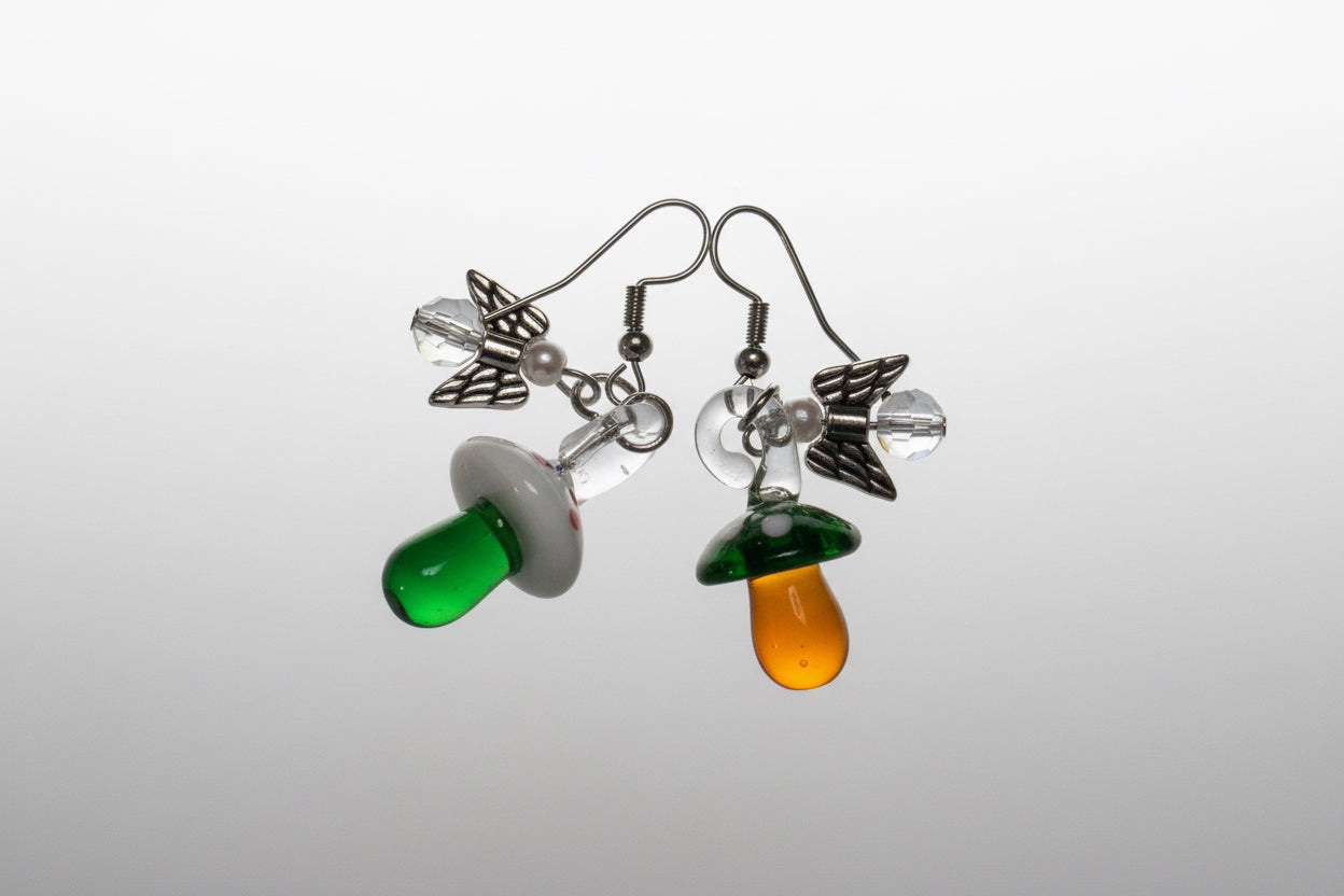 Amber jade angels - Earrings